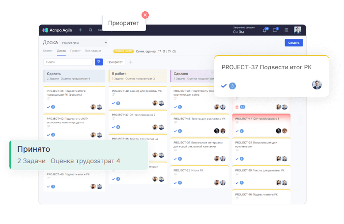 Таск-менеджер для проектной работы Данко.Agile