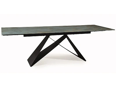 Стол обеденный SIGNAL WESTIN Ceramic Ossido Verde бирюзовый/черный мат 160-240/90