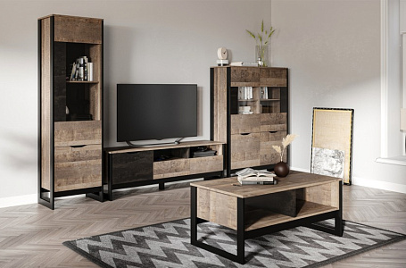 Стокгольм Дуб гранж песочный/Железный камень