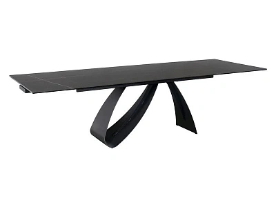 Стол обеденный SIGNAL DIUNA Ceramic Sahara Noir черный мрамор/черный мат 160-240/90